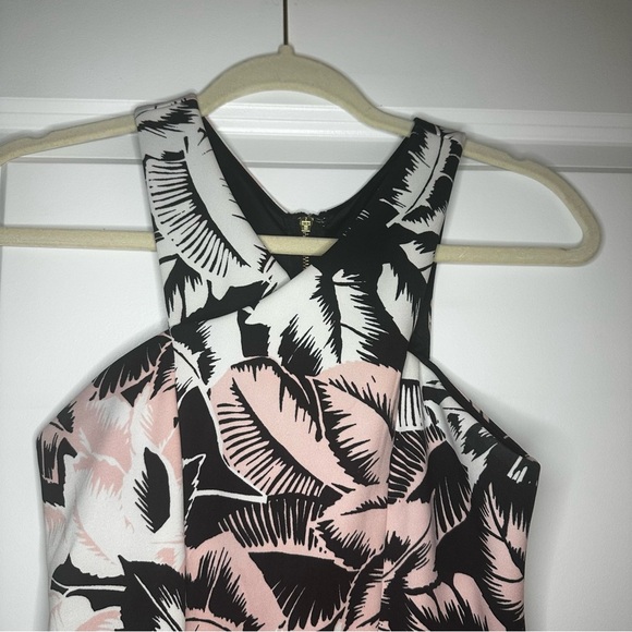Express Palm Leaf Print Halter Dress | Size 0 | Tropical Fit & Flare - Picture 2 of 5